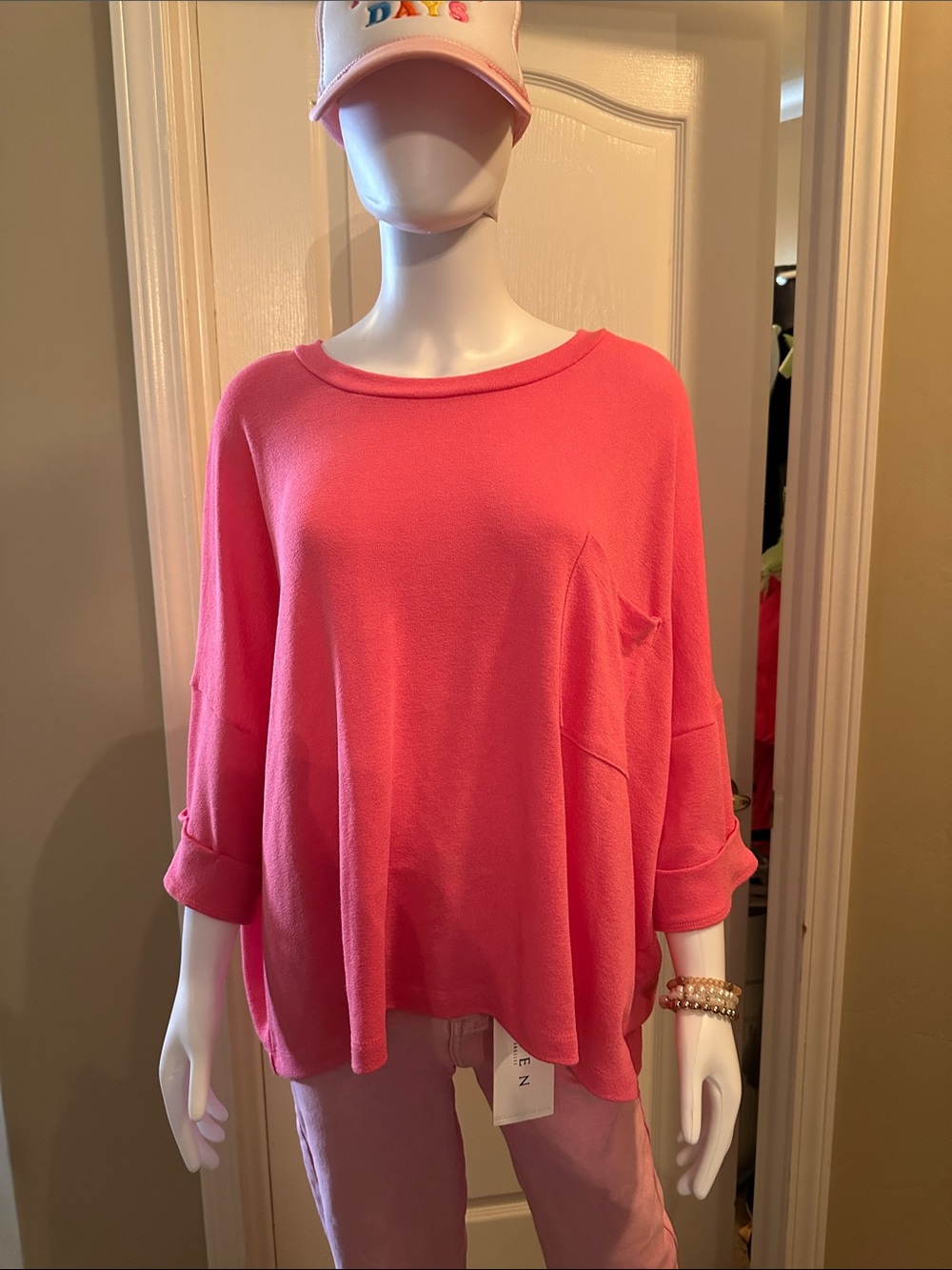 white birch Hot Pink Lightweight Pocket Pullover